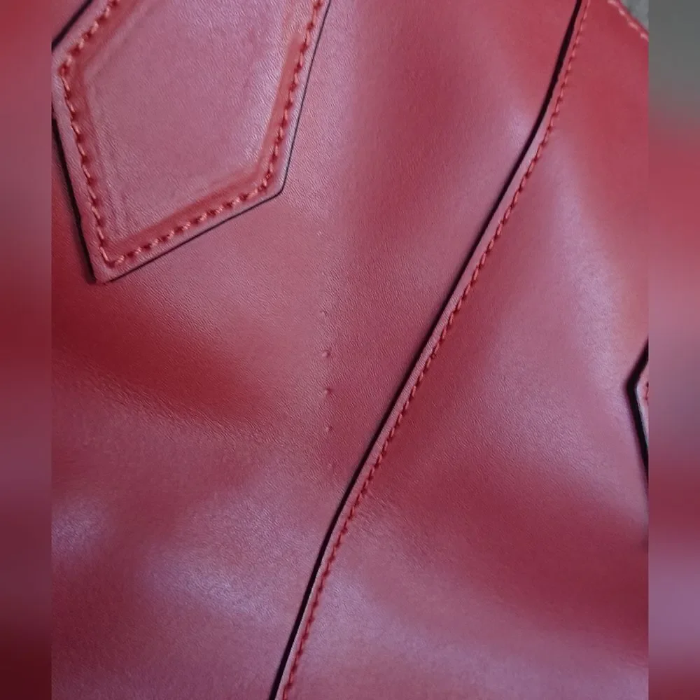 A. Bellucci orange red Italy Genuine Leather 2 way Handbag